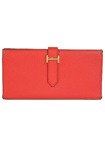 Hermès HERMES Long wallet with coin purse Bearn Soufflé Verso C engraved (manufactured in 2018) Vaux Epson Capucines Rouge Ash (view 1)