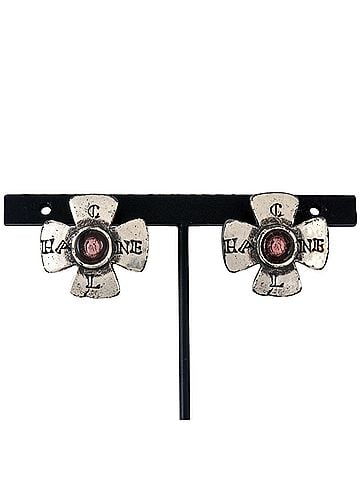 Chanel CHANEL Gripoa Cross Earrings 99A Silver Purple Stone 31 RUE CAMBON A13044 Y02009 (view 1)