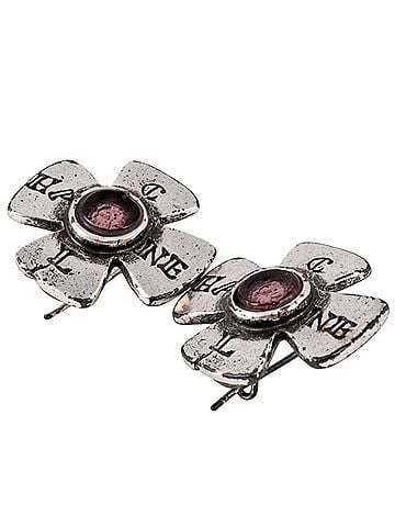 Chanel CHANEL Gripoa Cross Earrings 99A Silver Purple Stone 31 RUE CAMBON A13044 Y02009 (view 2)