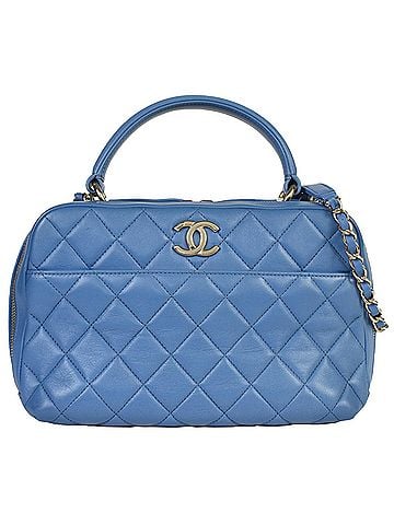 Chanel CHANEL Matelasse Coco Mark 2way Bowling Bag No. 27 Handbag Shoulder Lambskin Blue (view 1)