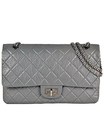 Chanel CHANEL Matelasse Double Flap Chain Shoulder Bag Leather 2.55 Grey (view 1)