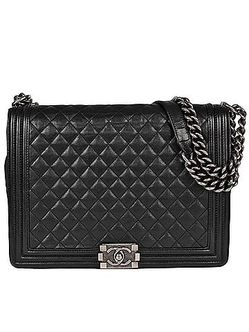 Chanel CHANEL Boy Chanel Matelasse Coco Mark Chain Shoulder Bag No. 17 (manufactured in 2013) Caviar Skin Black (view 1)