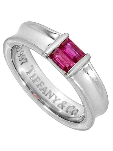 Tiffany & Co. Tiffany &amp; Co. Stackable Band Ring with Ruby, 18K White Gold, 4.8g, by Elsa Peretti, for Women (view 1)