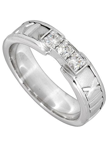 Tiffany & Co. Tiffany &amp; Co. Atlas Ring, approx. 6.8g, 18K White Gold with 3 Diamonds (view 1)