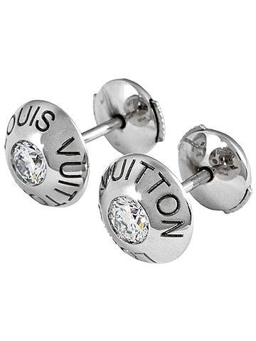 Louis Vuitton Louis Vuitton Crew Earrings with Diamonds, 18K White Gold, 2.6g Total, Women's (view 2)
