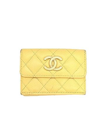 Chanel CHANEL Coco Mark Tri-fold Wallet in Caviar Skin, AP296, Yellow, Women's (view 1)