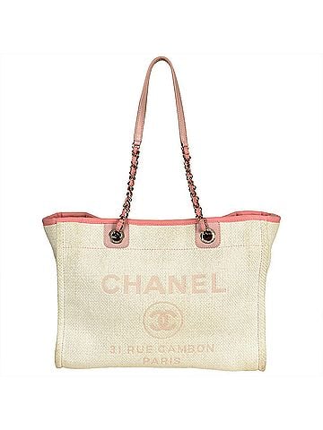 Chanel CHANEL Deauville MM Chain Tote Bag, Straw, Pink, 21773066, 8-digit Coco Mark (view 2)