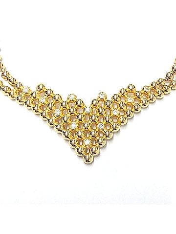 Christian Dior Christian Dior bib design choker with rhinestones, GPG gold. (view 1)
