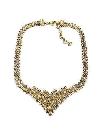 Christian Dior Christian Dior bib design choker with rhinestones, GPG gold. (view 2)