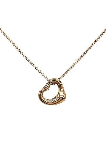 Tiffany & Co. Tiffany &amp; Co. Open Heart Necklace with Diamonds, 18K Pink Gold (3.0g), Designed by Elsa Peretti, for Women. (view 1)