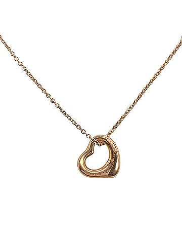 Tiffany & Co. Tiffany &amp; Co. Open Heart Necklace with Diamonds, 18K Pink Gold (3.0g), Designed by Elsa Peretti, for Women. (view 2)