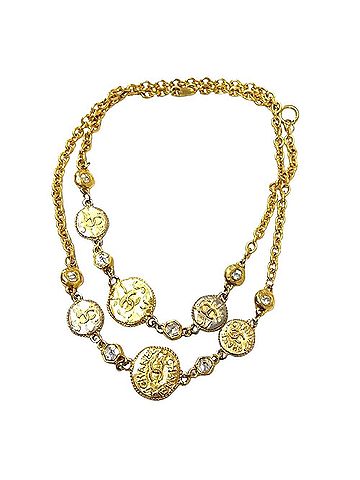 Chanel Chanel Coin Coco Mark Rhinestone Vintage Necklace GP Gold (view 2)