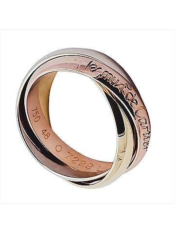 Cartier Cartier Trinity Ring, Size #48, 18K Yellow Gold (6.6g), Pink (18K White Gold), MM (mm), Three-Color Gold, Yellow, Pink, White, Women's. (view 1)