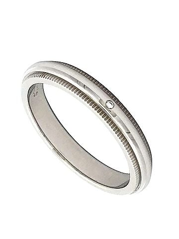 Tiffany & Co. Tiffany &amp; Co. Milgrain Ring with Diamond, Approx. 1mm, Pt950 Platinum, 5.7g, 3mm (view 1)