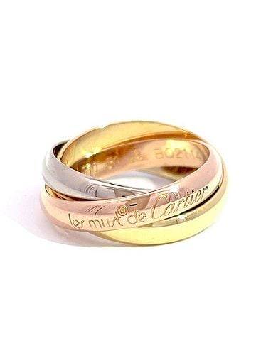 Cartier Cartier Trinity MM Ring, Size #51, 18K Yellow Gold (7.8g), Pink (18K White Gold), 3 Colors (Yellow, Pink, White), Women's. (view 1)