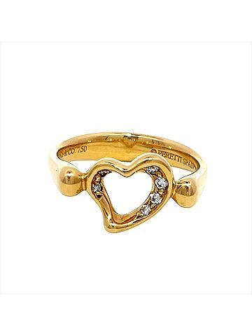 Tiffany & Co. Tiffany &amp; Co. Elsa Peretti Open Heart Ring, Diamond Approx. 18K Gold, 3.6g (view 2)