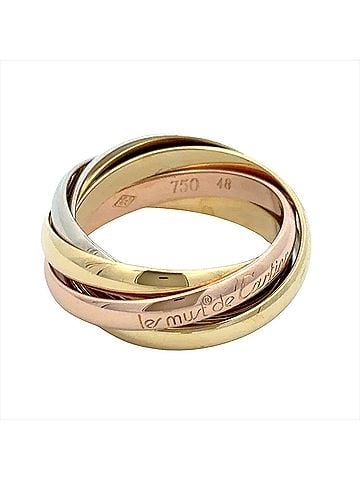 Cartier Cartier Trinity Five-Row Ring, Size #48, 18K Yellow Gold (7.5g), Pink (18K White Gold), Three-Color Gold, Women's Ring (view 2)