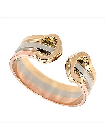 Cartier Cartier 2C Ring, Size #52, 18K Yellow Gold (3.7g), White (18K Gold), Pink (Three-Color), Women's. (view 1)
