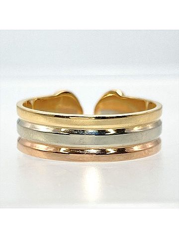 Cartier Cartier 2C Ring, Size #52, 18K Yellow Gold (3.7g), White (18K Gold), Pink (Three-Color), Women's. (view 2)