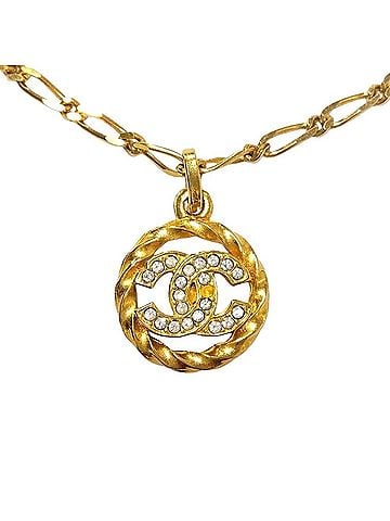 Chanel Chanel Coco Mark 3438 Round Choker Necklace with GPG Rhinestones, Gold (view 1)