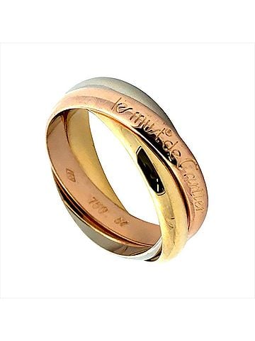 Cartier Cartier Trinity MM Ring, Size #54, 18K Yellow Gold (7.9g), Pink (18K White Gold), Three-Tone (Yellow, Pink, White), Women's. (view 1)