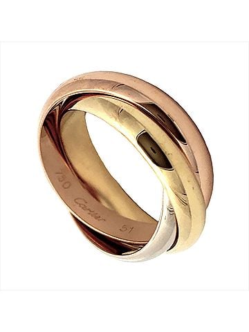 Cartier Cartier Trinity Ring, Size #51, 18K Yellow Gold (10.8g), Pink (18K White Gold), 3.8mm, Three-Color (Yellow, Pink, White), Women's. (view 1)