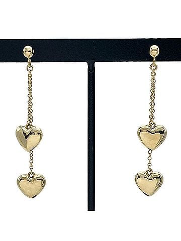 Tiffany & Co. Tiffany &amp; Co. Double Heart Drop Earrings, 18K Yellow Gold, 5.8g, Swing Chain, Women's. (view 1)