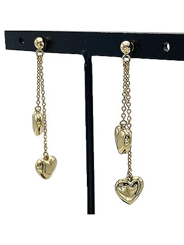 Tiffany & Co. Tiffany &amp; Co. Double Heart Drop Earrings, 18K Yellow Gold, 5.8g, Swing Chain, Women's. (view 2)