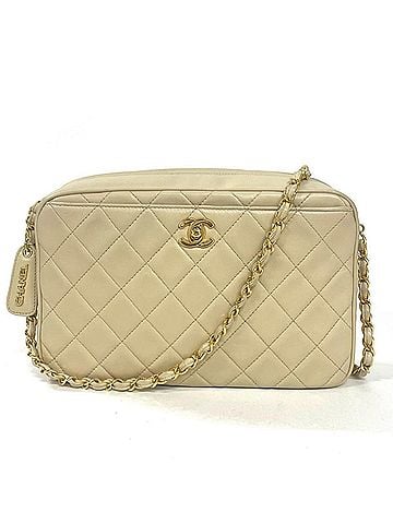 Chanel Chanel Matelassé Chain Shoulder Bag, Lambskin, Beige (view 1)