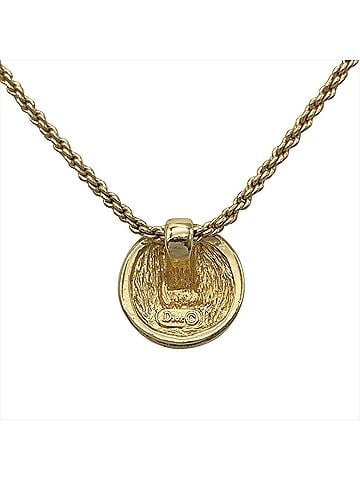 Christian Dior Christian Dior Rhinestone Circle Necklace, Metal, Gold (view 2)