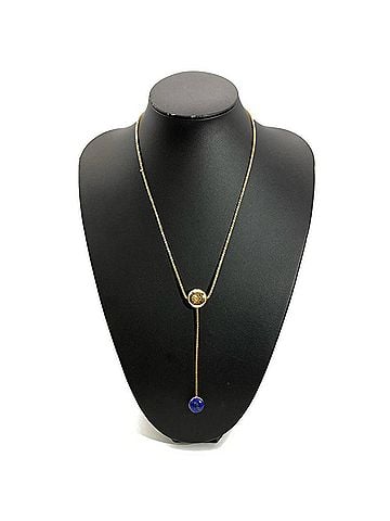 Loewe Loewe Pebble Necklace with Lapis Lazuli, Sterling Silver (SV925), 32.0g, Gold/Silver, Women's (view 2)