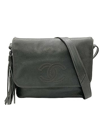 Chanel Chanel CHANEL Large Coco Tassel Shoulder Bag Leather Black Stitch Fringe Women's (view 1)