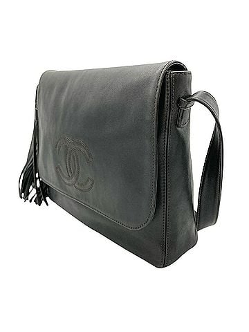 Chanel Chanel CHANEL Large Coco Tassel Shoulder Bag Leather Black Stitch Fringe Women's (view 2)