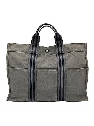 Hermès Hermes Fourre-Tout MM Tote Bag, Cotton, Gray, Silver Hardware, Men's &amp; Women's (view 1)