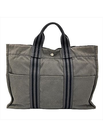 Hermès Hermes Fourre-Tout MM Tote Bag, Cotton, Gray, Silver Hardware, Men's &amp; Women's (view 2)