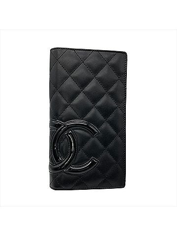 Chanel Chanel Coco Mark Cambon Line Long Wallet, Lambskin, Black with Silver Hardware, Pink, Serial Number 10s, Leather, Women's (view 1)