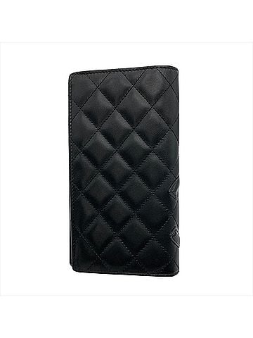 Chanel Chanel Coco Mark Cambon Line Long Wallet, Lambskin, Black with Silver Hardware, Pink, Serial Number 10s, Leather, Women's (view 2)