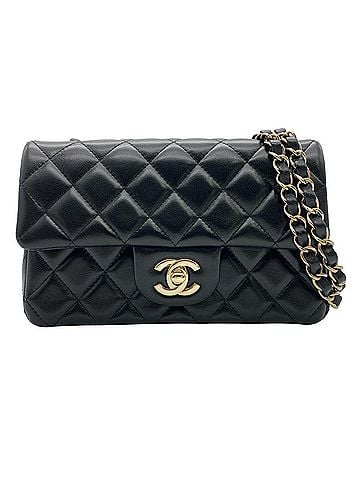 Chanel Chanel Mini Matelassé 20 Chain Shoulder Bag, Lambskin, A69900, Black with Gold Hardware, Women's (view 1)