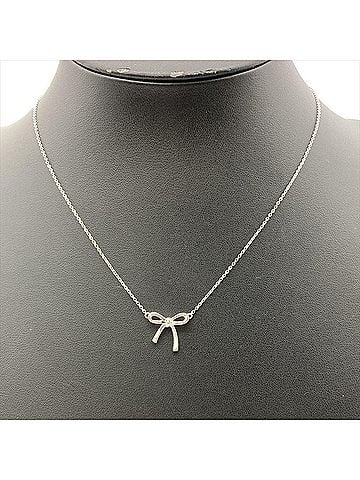 Tiffany & Co. Tiffany &amp; Co. Bow Ribbon Motif Necklace, SV925, 2.1g, Silver, Women's. (view 2)