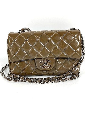 Chanel CHANEL Mini Matelassé CC Coco Mark Logo Quilted Bag, Crossbody Flap Chain Pouch, Shoulder Patent Leather, Men's &amp; Women's, Khaki (view 1)