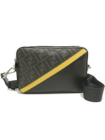 Fendi FENDI DIAGONAL Camera Case 7M0286 Shoulder Bag, Coated Canvas x Leather, Black/Yellow, Women's 253920 (view 2)
