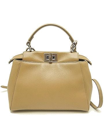 Fendi FENDI Peekaboo Mini 8BN244 Handbag, Leather, Beige, Women's, 253922 (view 2)