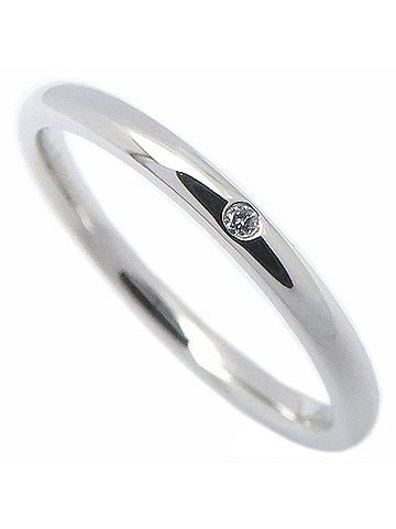 Tiffany & Co. TIFFANY&amp;Co. Tiffany Stacking Band Ring, 1P Diamond, Pt950, Women's, 295710 (view 1)