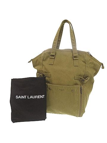 Yves Saint Laurent Yves Saint Laurent Saint Laurent Paris Downtown 757970 Canvas Khaki Tote Bag 0312 SAINT LAURENT PARIS (view 2)