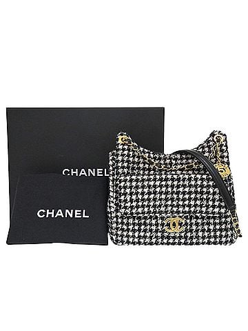 Chanel Chanel Coco Mark Hobo Bag AS4322 Tweed Black Shoulder Random Plate Gold Hardware White 1131CHANEL (view 2)