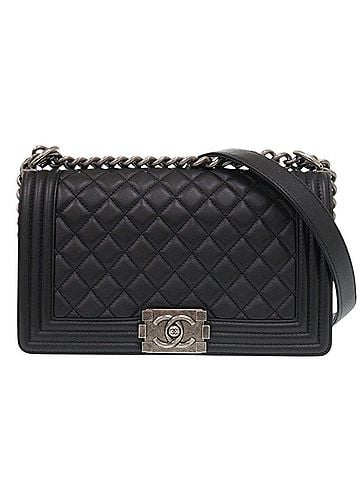 Chanel Chanel Boy 25 Coco Mark Lambskin Black Random Plate Shoulder Bag 0269CHANEL (view 1)