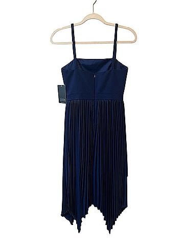 Aidan by Aidan Mattox Asymmetrical Pleated Midi Dress Casual Dress (view 2)
