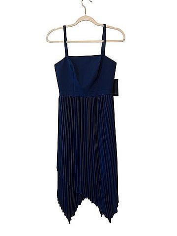 Aidan by Aidan Mattox Asymmetrical Pleated Midi Dress Casual Dress (view 1)