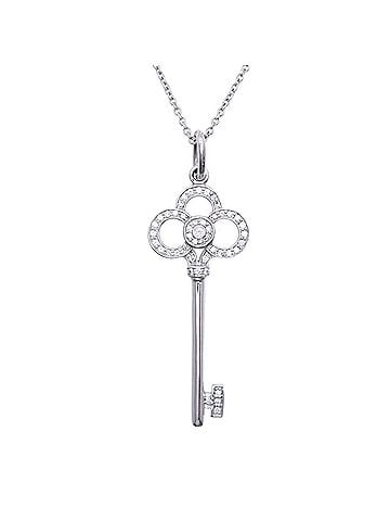Tiffany & Co. Tiffany &amp; Co. Crown Key 750WG Diamond Pendant Necklace, 18KWG White Gold Jewelry, 1385 TIFFANY&amp;Co. (view 1)