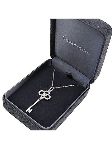 Tiffany & Co. Tiffany &amp; Co. Crown Key 750WG Diamond Pendant Necklace, 18KWG White Gold Jewelry, 1385 TIFFANY&amp;Co. (view 2)